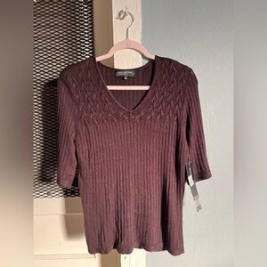 Jones New York Cable Knit Sweater in Deep Purple